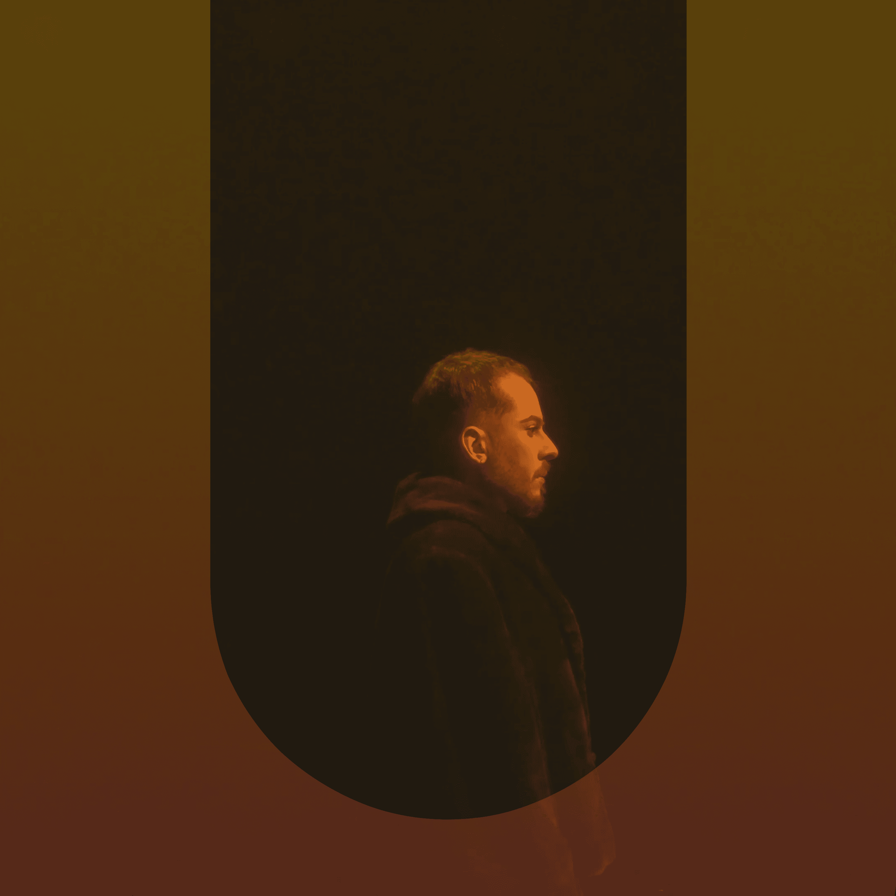 Capa do single 'Ultimato.', de Jimmy Andrade. Nele, Jimmy está de perfil, usando uma roupa preta. Arte com a letra U em volta de Jimmy.